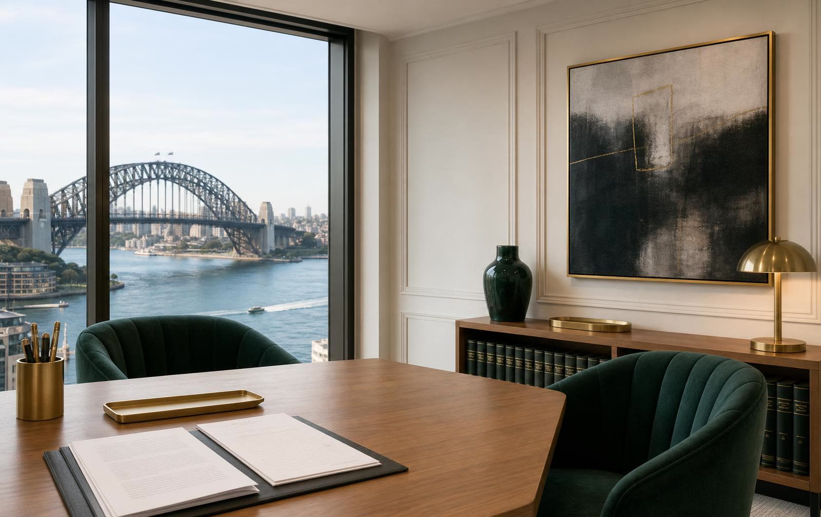 Sydney meeting room with a window overlooking the Sydney Harbour Bridge