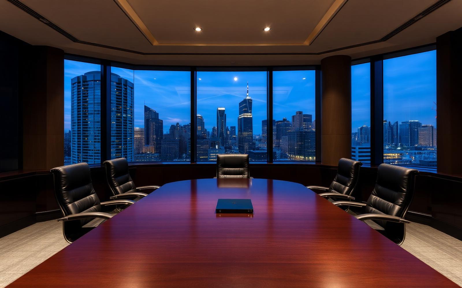 Sydney CBD boardroom at dusk